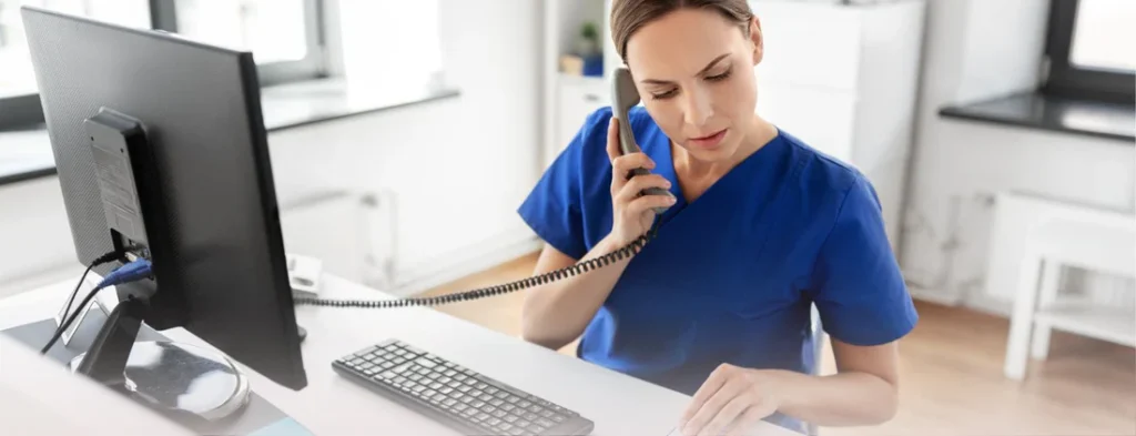 medical professional on phone