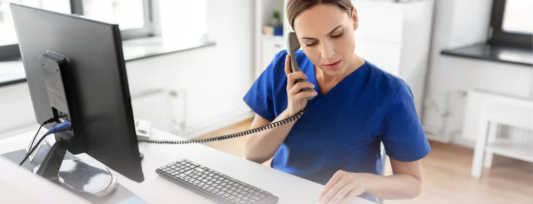 medical professional on phone
